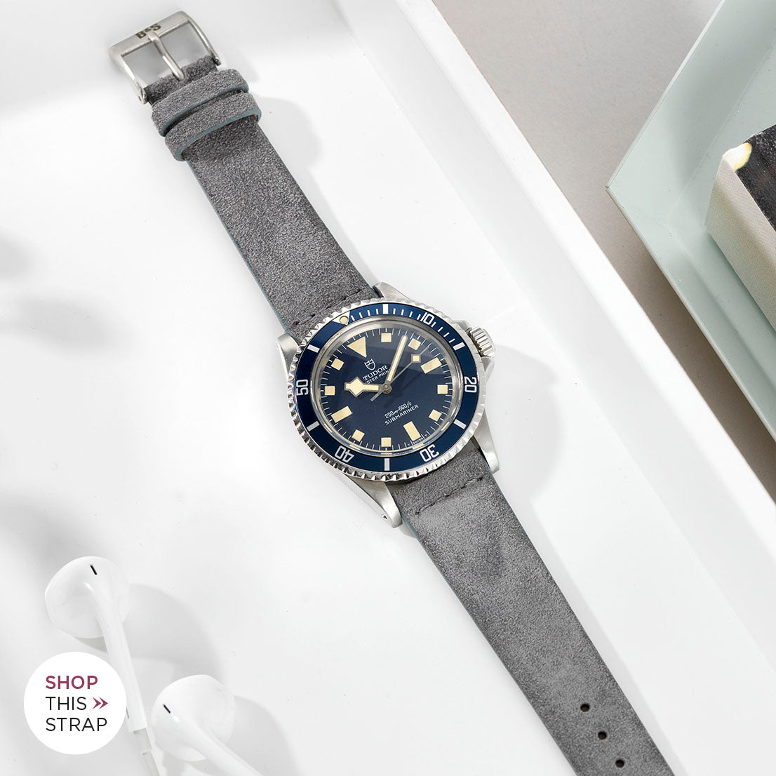 Bulang and Sons_Strap Guide_The Tudor Blue Snowflake_Grey Silky Suede Leather Watch Strap