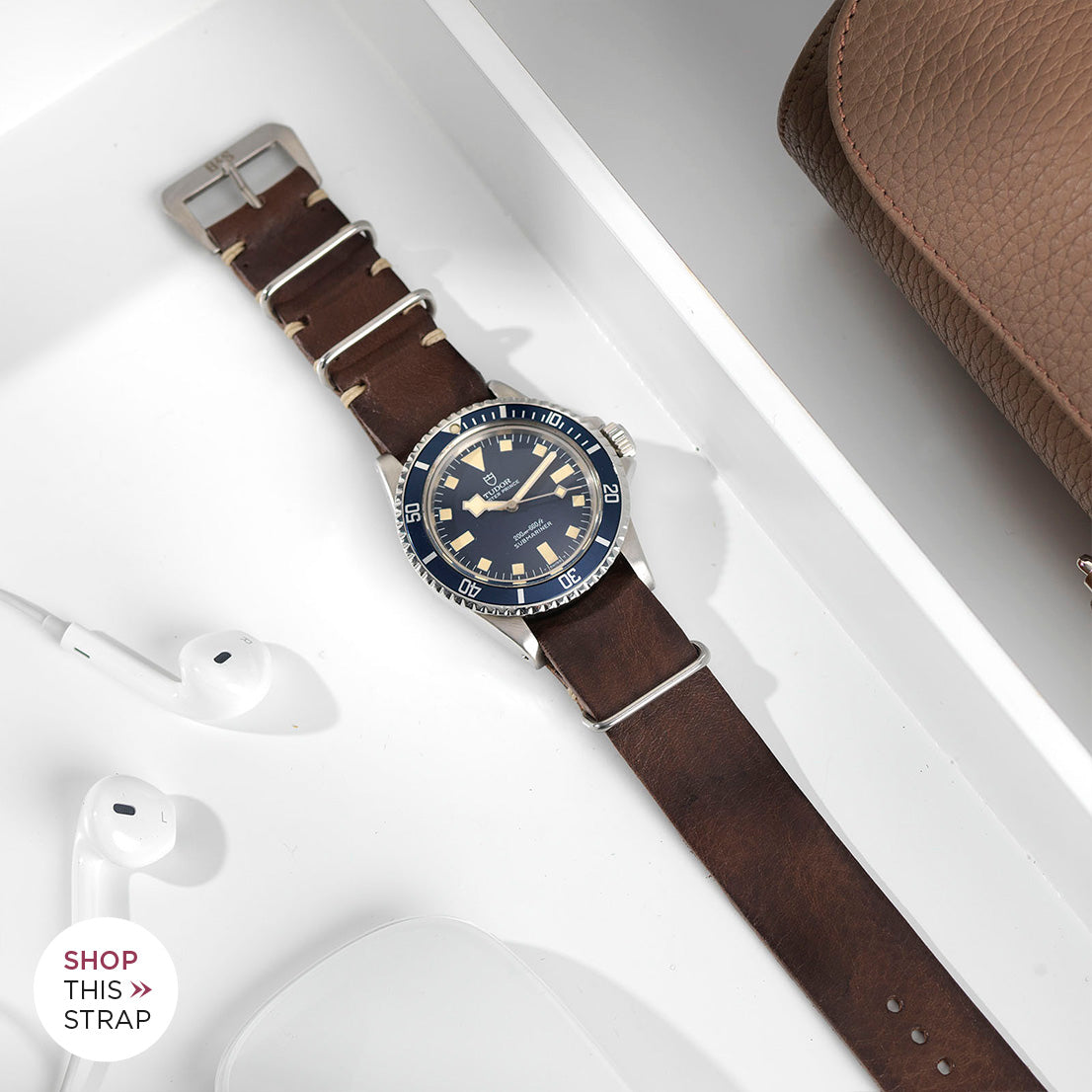 Bulang and Sons_Strap Guide_The Tudor Blue Snowflake_Lumberjack Brown Nato Leather Watch Strap
