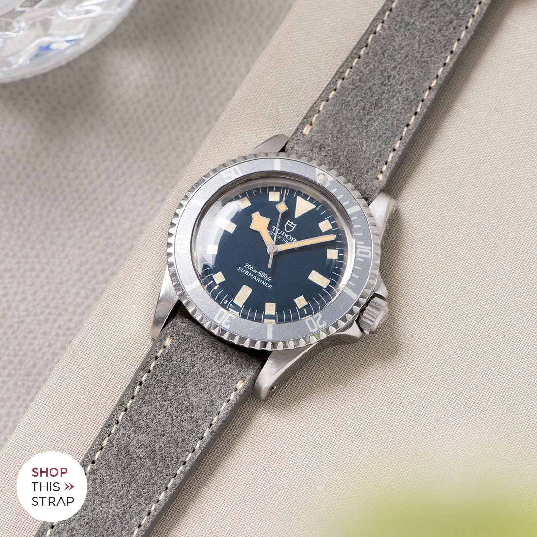 Bulang and Sons_Strap Guide_The Tudor Blue Snowflake_Refined Rugged Grey Leather Watch Strap