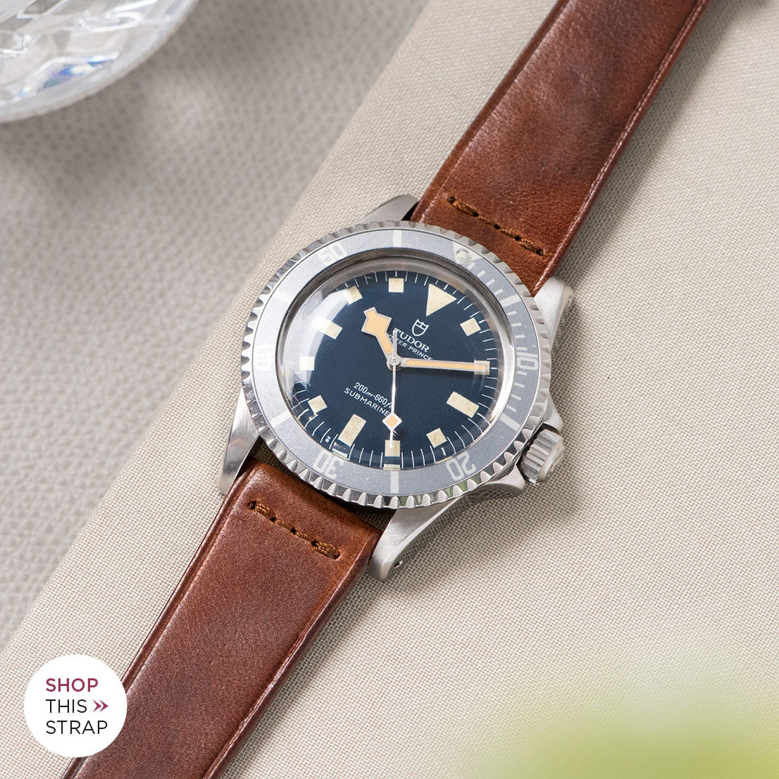 Bulang and Sons_Strap Guide_The Tudor Blue Snowflake_Siena Brown Extra Thin Leather Watch Strap