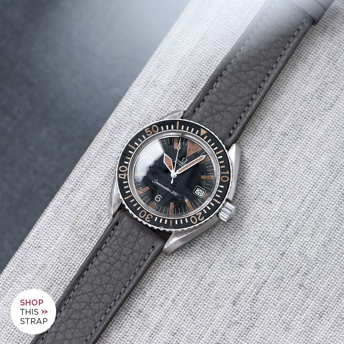 Bulang and Sons_Strap Guide_The omega SM 300 Seamaster_Taurillon Grey Heritage Leather Watch Strap