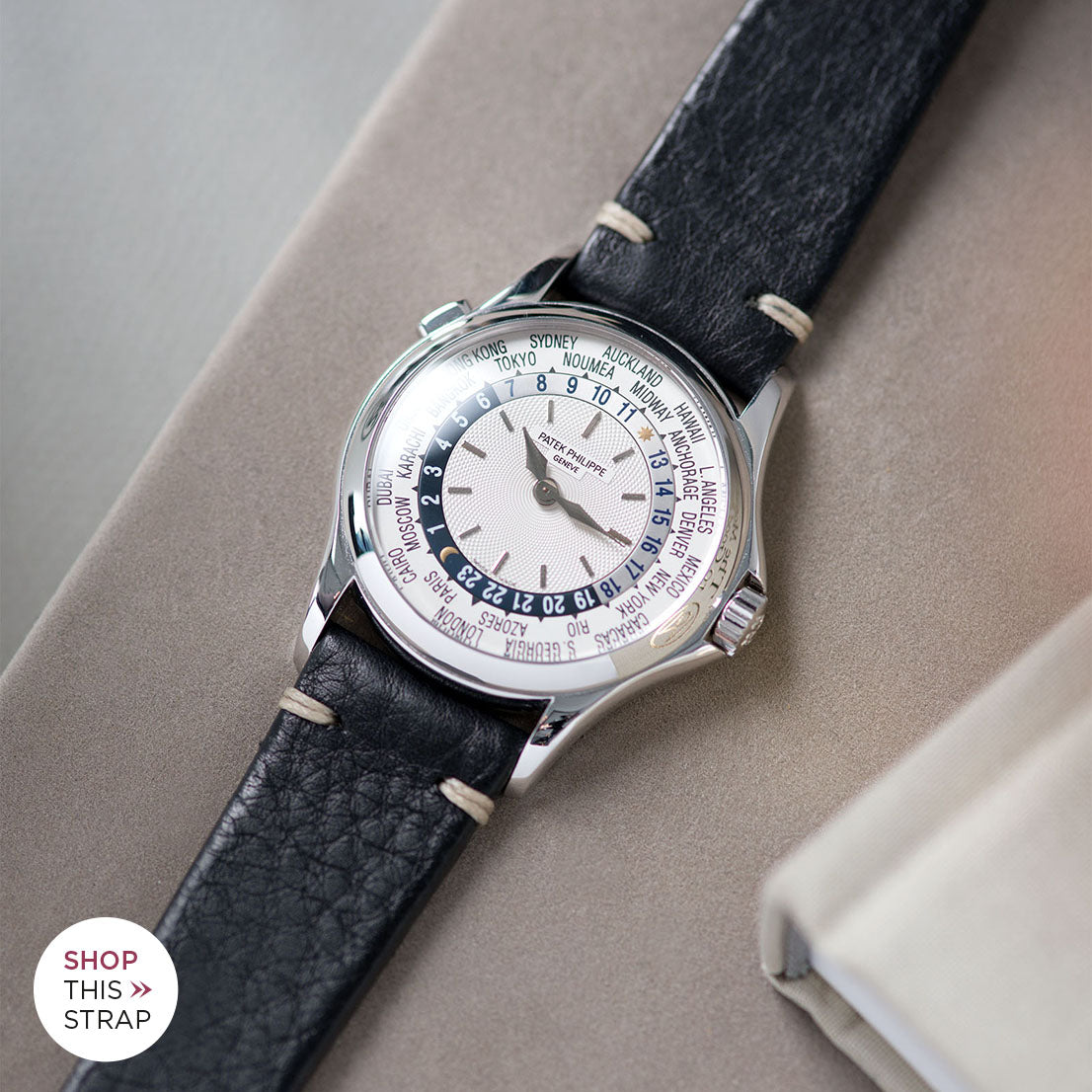 Bulang and Sons_Strap Guide _Patek Philippe 5110G White Gold World Time_Black Leather Watch Strap