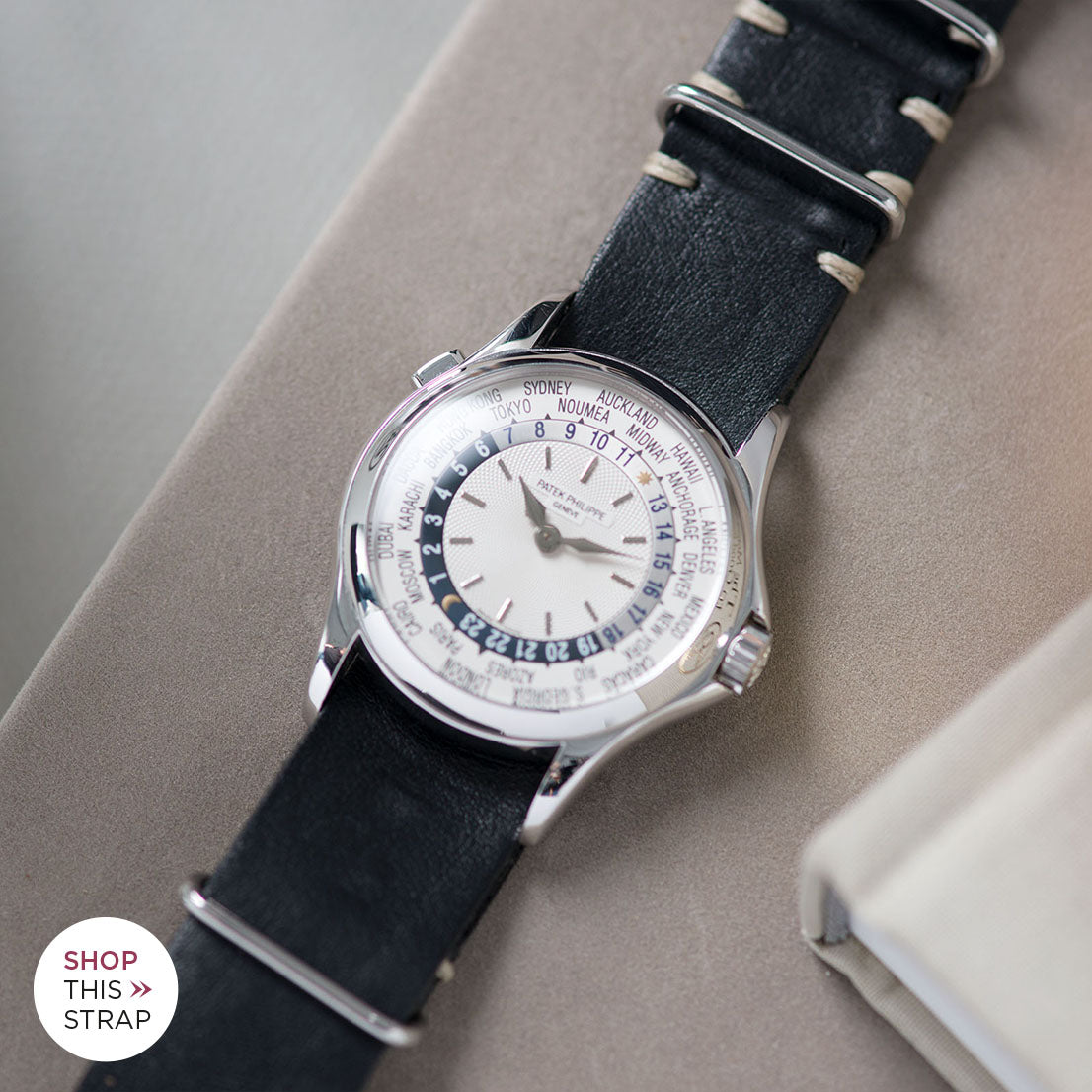 Bulang and Sons_Strap Guide _Patek Philippe 5110G White Gold World Time_Black Nato Leather Watch Strap