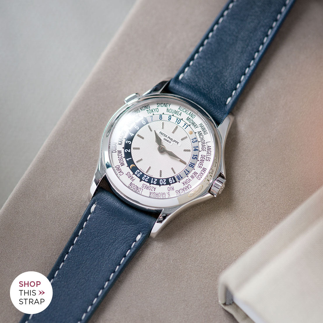 Bulang and Sons_Strap Guide _Patek Philippe 5110G White Gold World Time_Navy Blue Leather Watch Strap