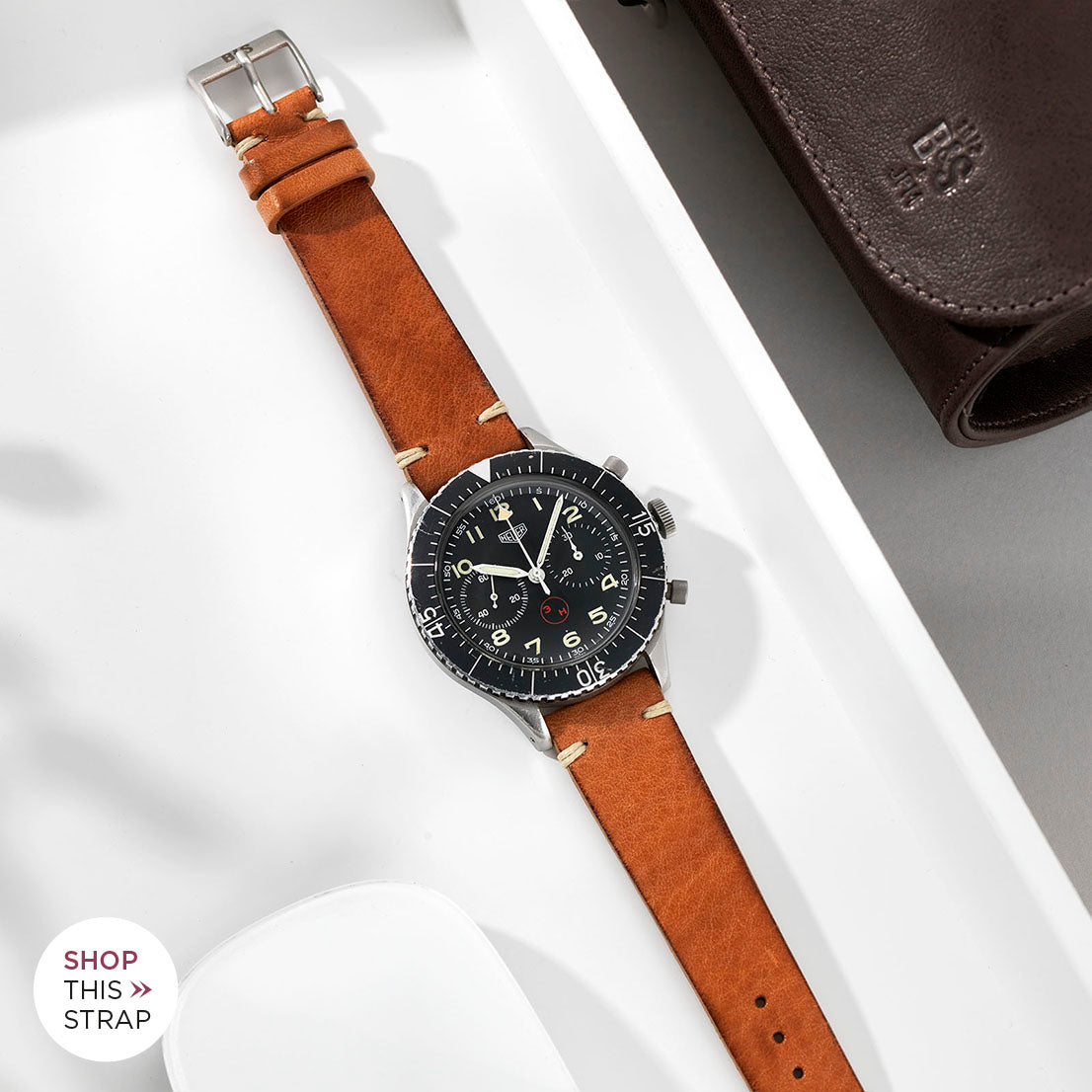 Bulang and Sons_Strap Guide _The Heuer Chronograph 3H German Airforce_Caramel Brown Leather Watch Strap