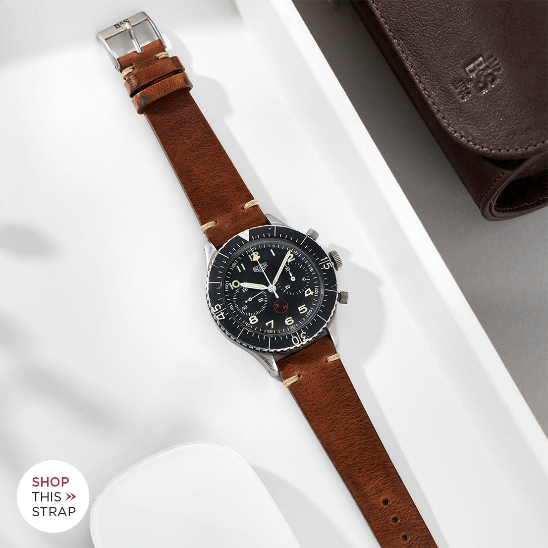 Bulang and Sons_Strap Guide _The Heuer Chronograph 3H German Airforce_Siena Brown Leather Watch Strap