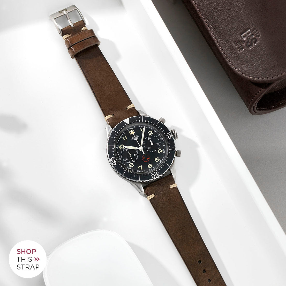 Bulang and Sons_Strap Guide _The Heuer Chronograph 3H German Airforce_Smokeyjack Grey Leather Watch Strap