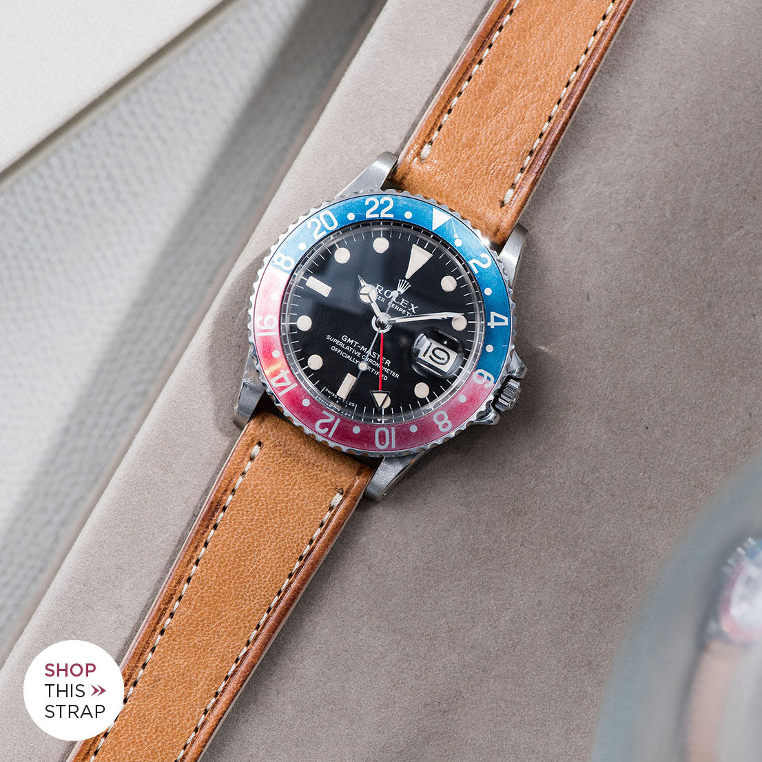 Bulang and Sons_Strap Guide _The Rolex 1675 GMT With Pepsi Bezel_Cosaro Brown Retro Leather Watch Strap