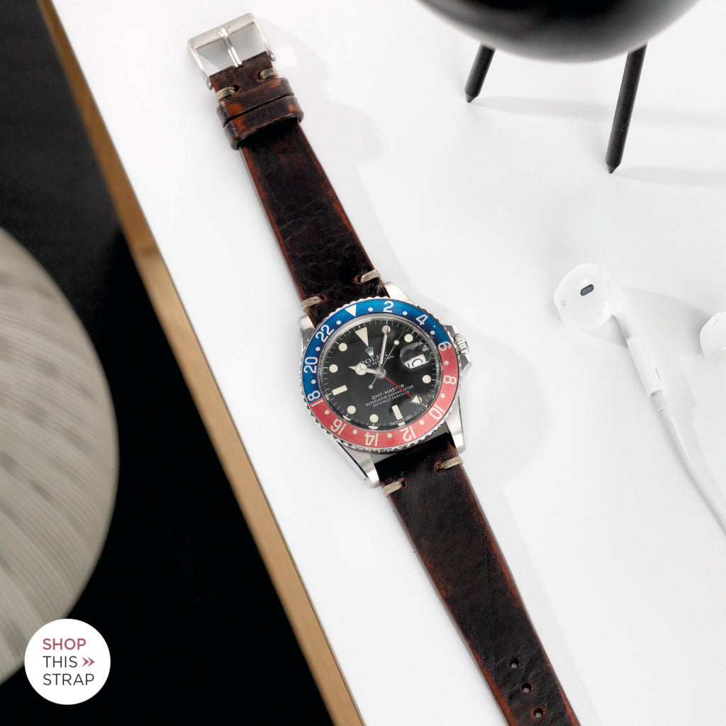 Bulang and Sons_Strap Guide _The Rolex 1675 GMT With Pepsi Bezel_Diablo Black Leather Watch Strap