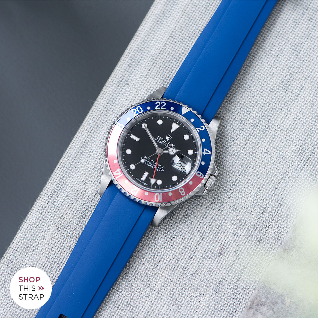 Bulang and Sons_Strap Guide _The Rolex 1675 GMT With Pepsi Bezel_Everest Curved End Blue Rubber Strap With Tang Buckle –ONLY For Modern Rolex_1