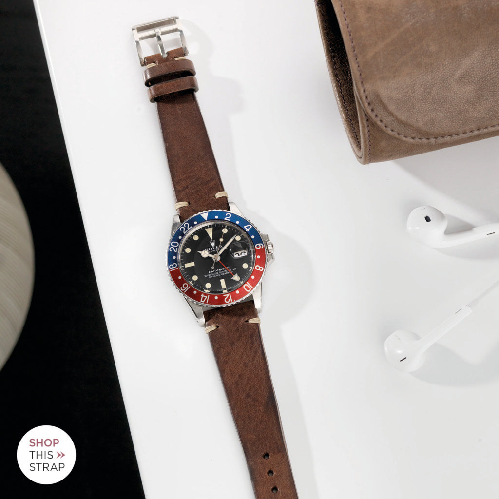 Bulang and Sons_Strap Guide _The Rolex 1675 GMT With Pepsi Bezel_Lumberjack Brown Leather Watch Strap