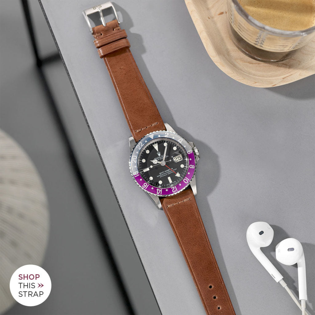 Bulang and Sons_Strap Guide _The Rolex 1675 GMT With Pepsi Bezel_Siena Brown Extra Thin Leather Watch Strap