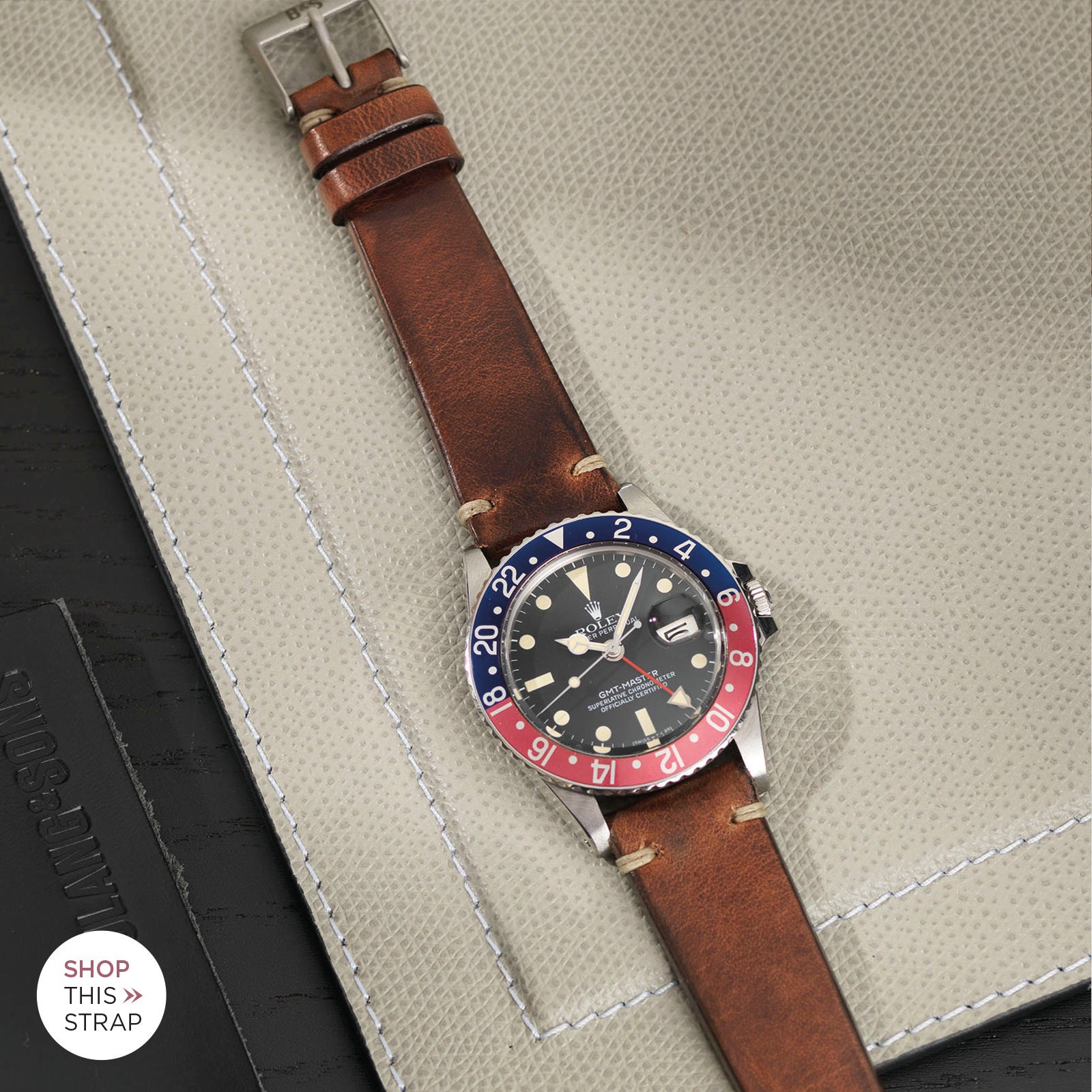 Bulang and Sons_Strap Guide _The Rolex 1675 GMT With Pepsi Bezel_Siena Brown Leather Watch Strap