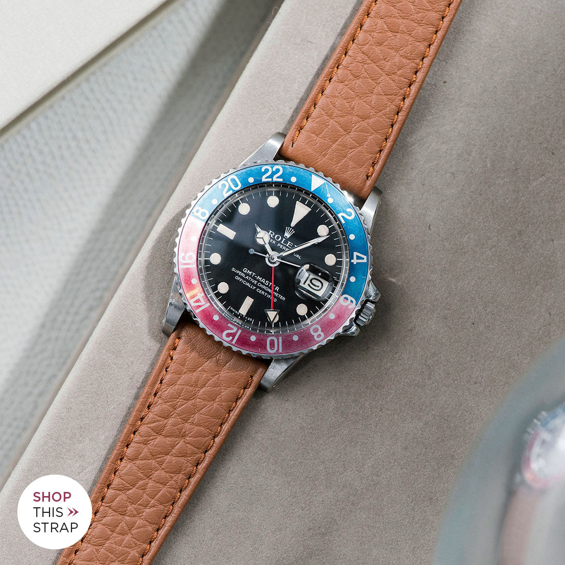 Bulang and Sons_Strap Guide _The Rolex 1675 GMT With Pepsi Bezel_Taurillon Brown Speedy Leather Watch Strap