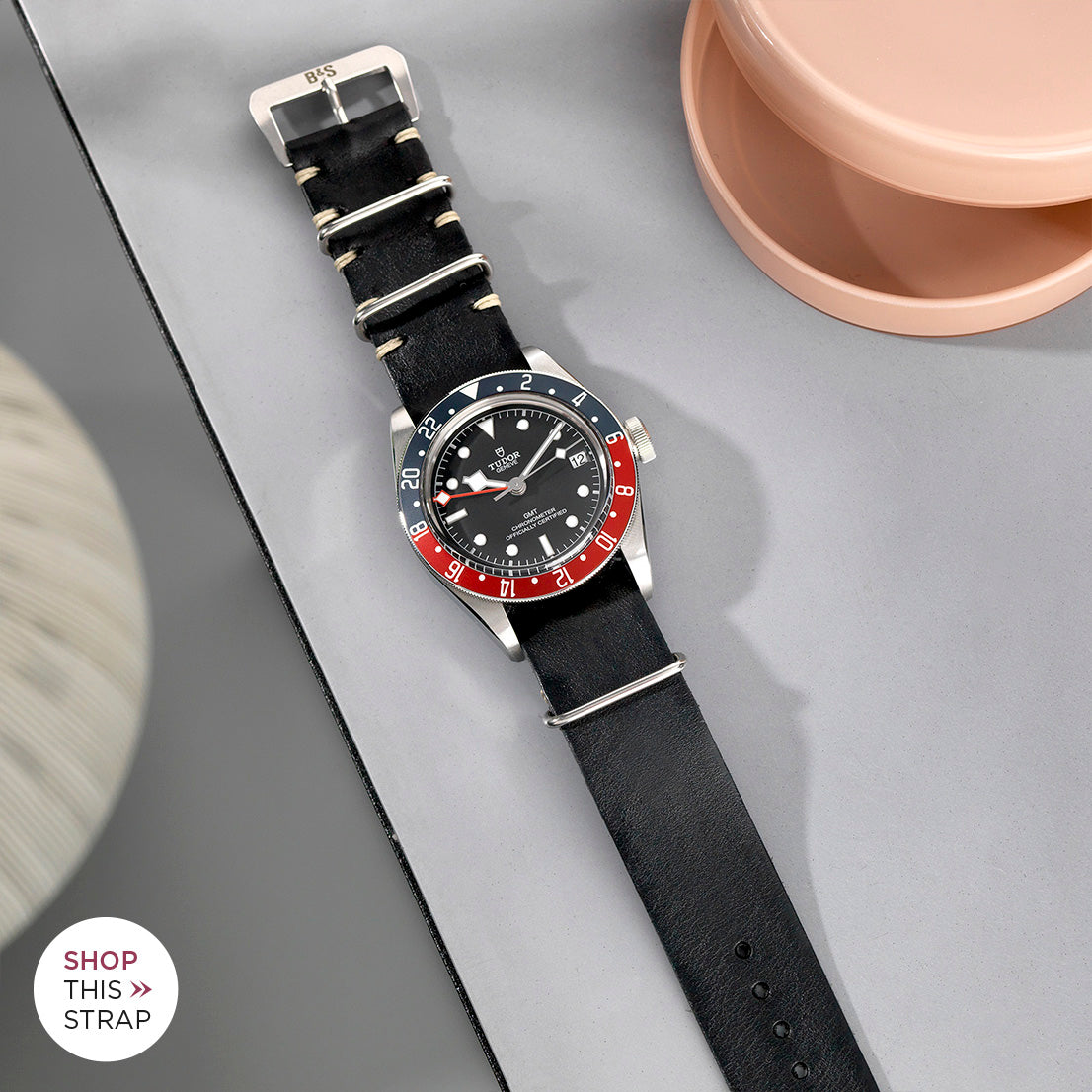 Bulang and Sons_Strap Guide _The Tudor Black Bay GMT_Black Nato Leather Watch Strap