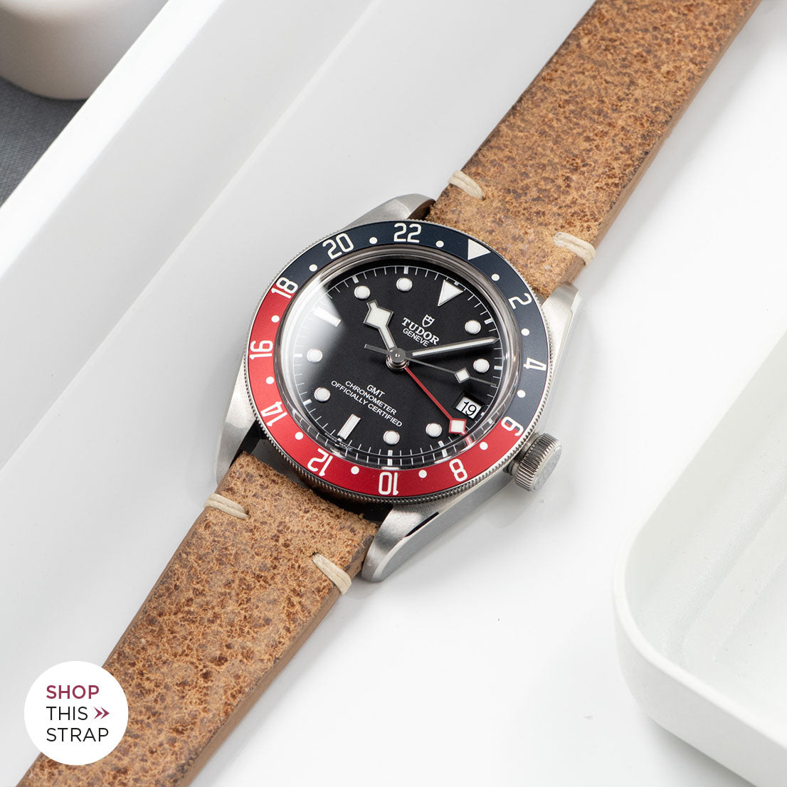 Bulang and Sons_Strap Guide _The Tudor Black Bay GMT_Crackle Brown Leather Watch Strap