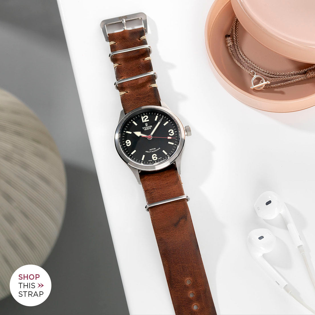 Bulang and Sons_Strap Guide _The Tudor Heritage Ranger _Siena Brown Nato Leather Watch Strap