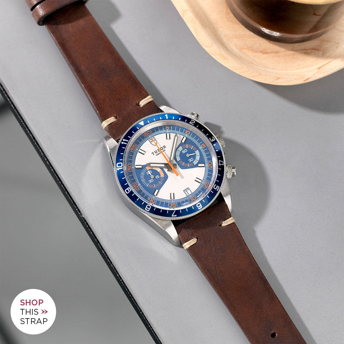 Bulang and Sons_Strap Guide _The Tudor Herritage Chronograph Blue_Lumberjack Brown Leather Watch Strap