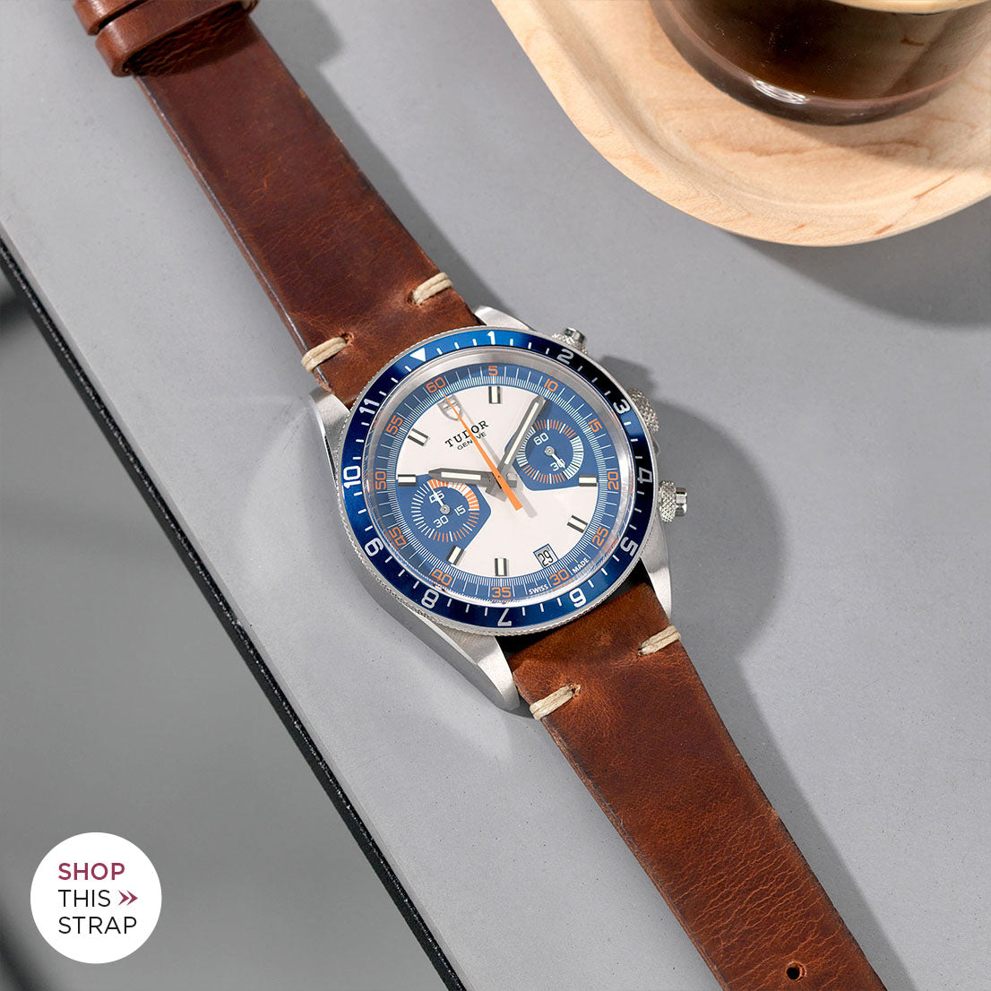 Bulang and Sons_Strap Guide _The Tudor Herritage Chronograph Blue_Siena Brown Leather Watch Strap
