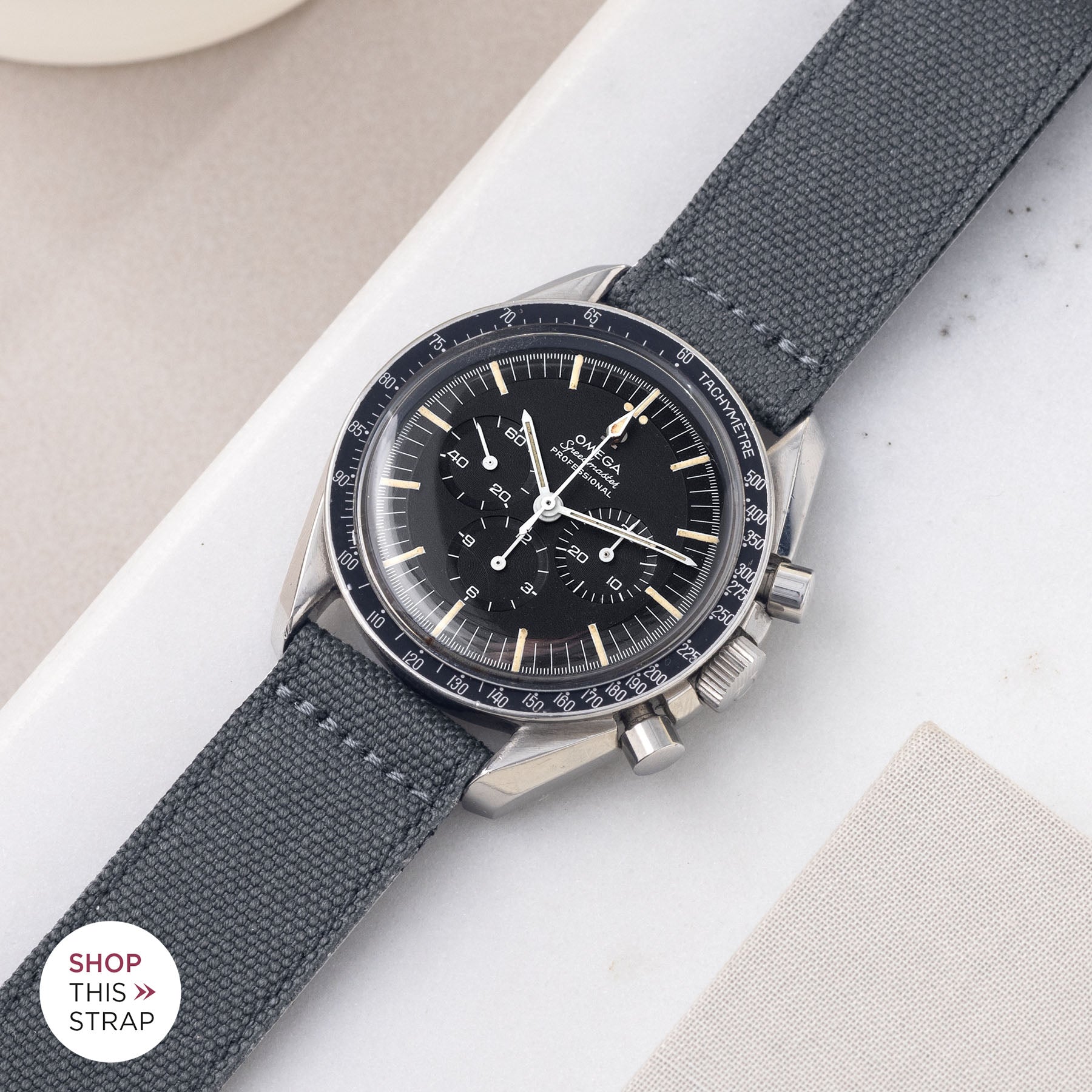 Bulang and Sons_Strapguide_Omega Speedmaster Professional_Safari Graphite Canvas Watch Strap