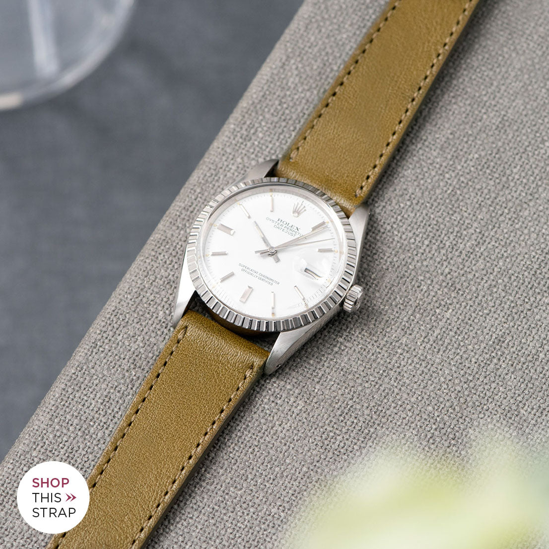 Light Olive Green Leather Watch Strap