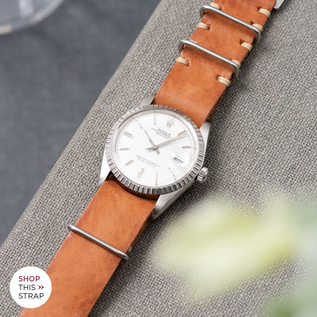 Caramel Brown Nato Leather Watch Strap