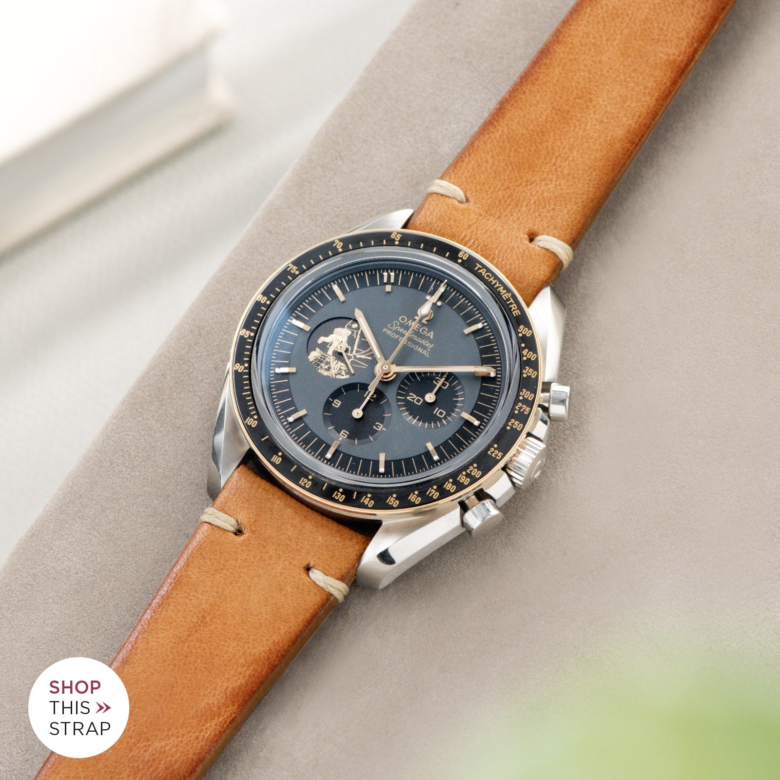 Bulang and Sons_Strap Guide_Omega Speedmaster Apollo 11 50TH Anniversary Watch_Caramel Brown Leather Watch Strap