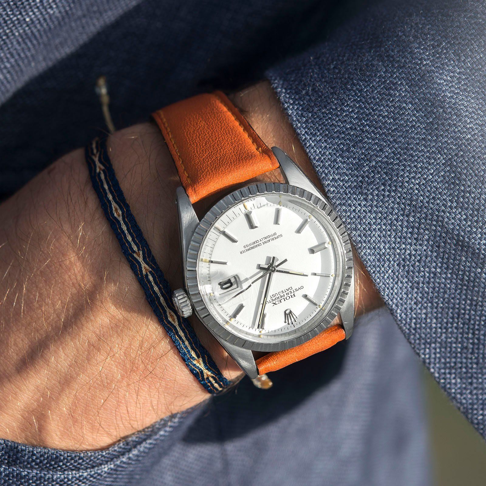 City-Orange-Leather-Watch-Strap-Rolex-Datejust-white-1603-LR-01