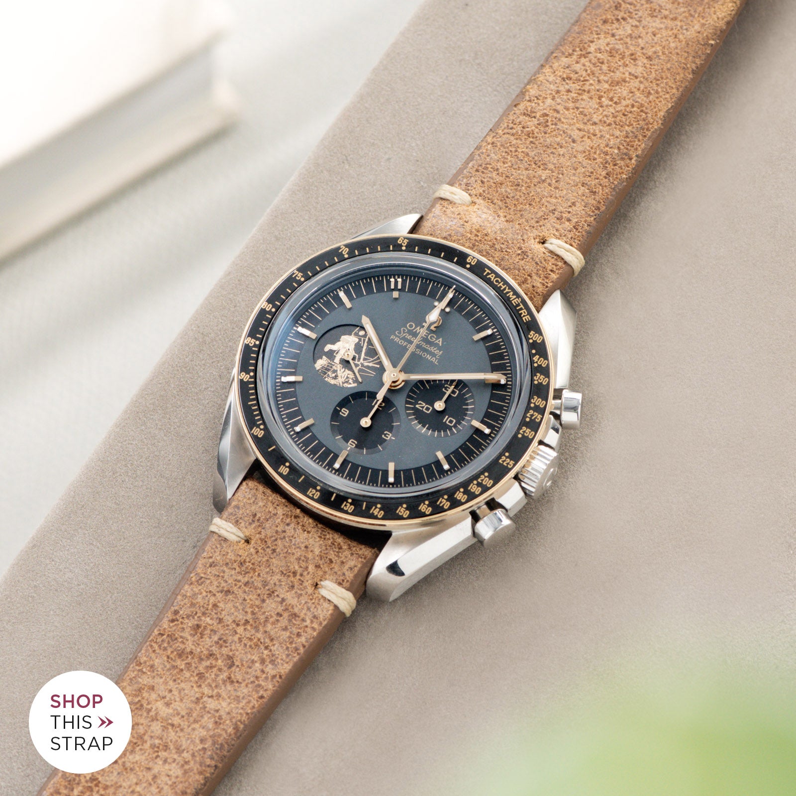 Bulang and Sons_Strap Guide_Omega Speedmaster Apollo 11 50TH Anniversary Watch_Crackle Brown Leather Watch Strap