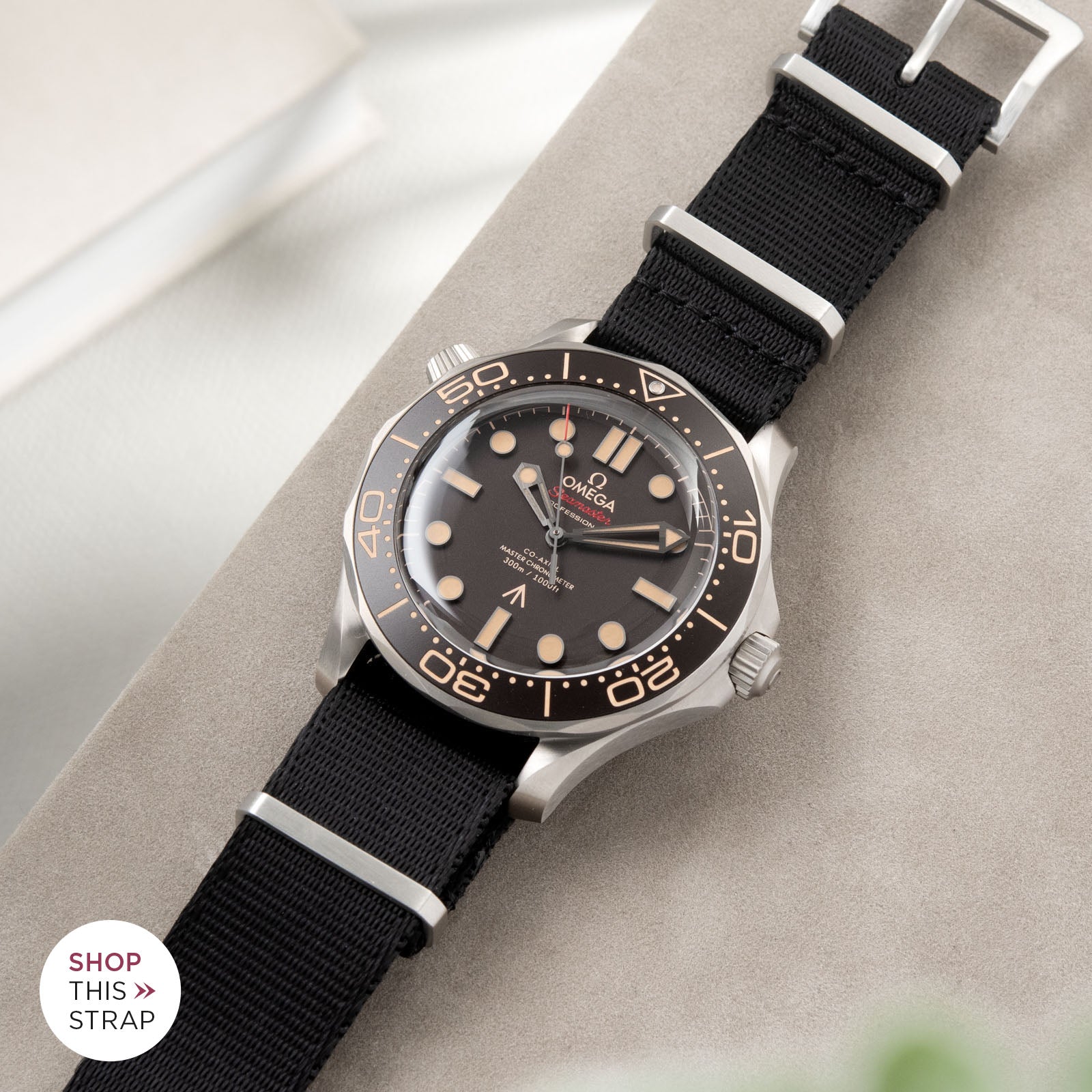 Bulang and Sons_Strap Guide_The Omega Seamaster James Bond_Deluxe Nylon Nato Watch Strap Pure Black