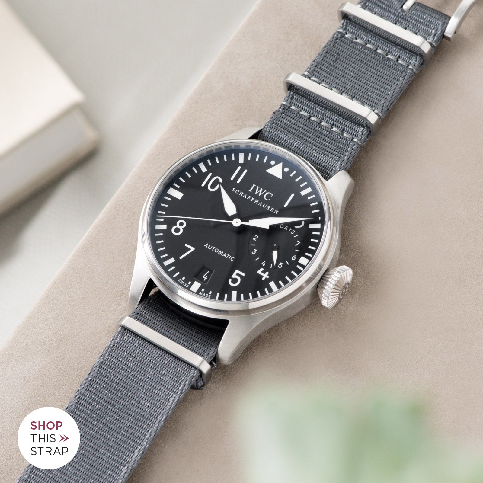 Bulang and Sons_Strap Guide_IWC Big Pilot Ref 5004_Deluxe Nylon Nato Watch Strap Pure Grey