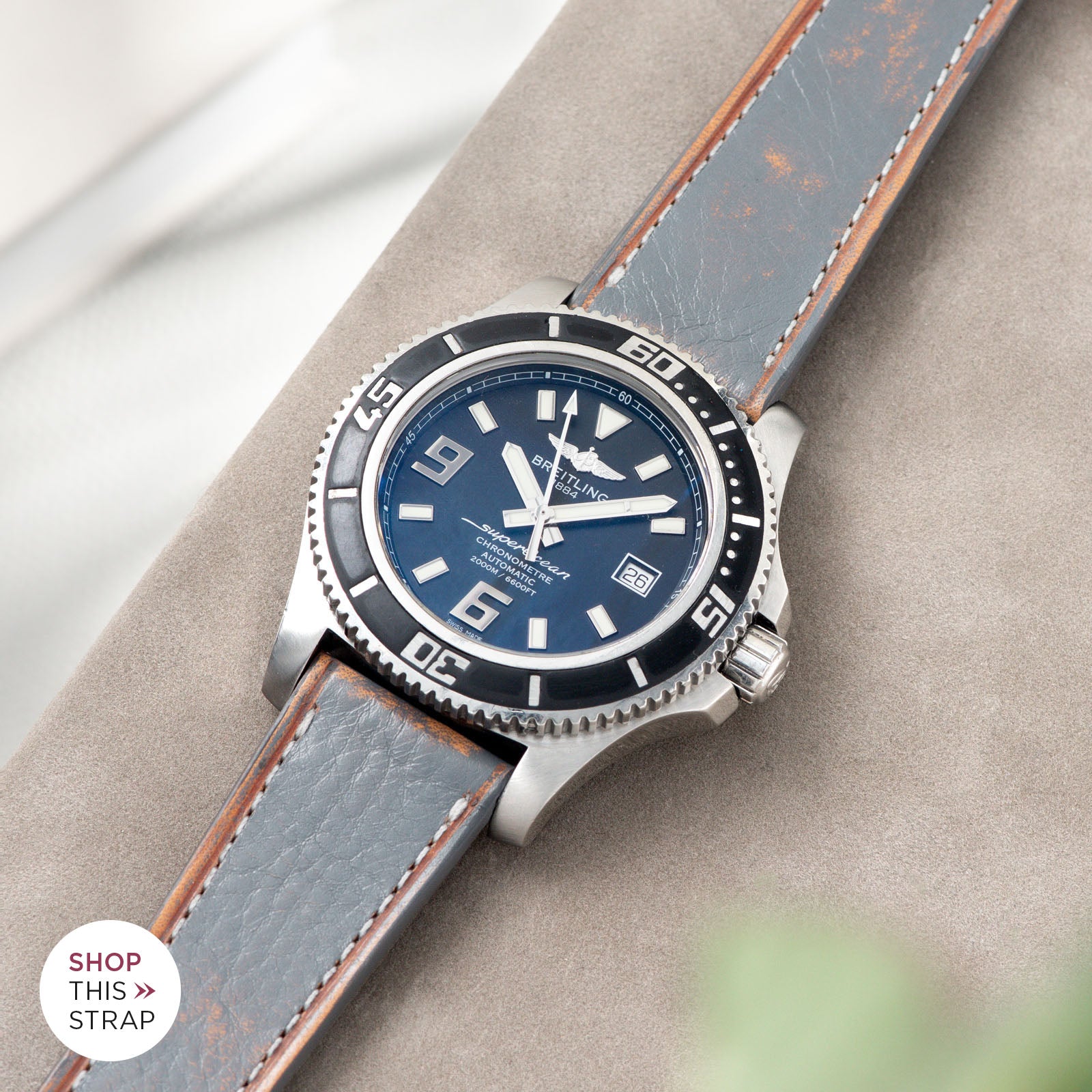 Bulang and Sons_Strap Guide_Breitling Superocean 44_Denim Blue Retro Leather Watch Strap