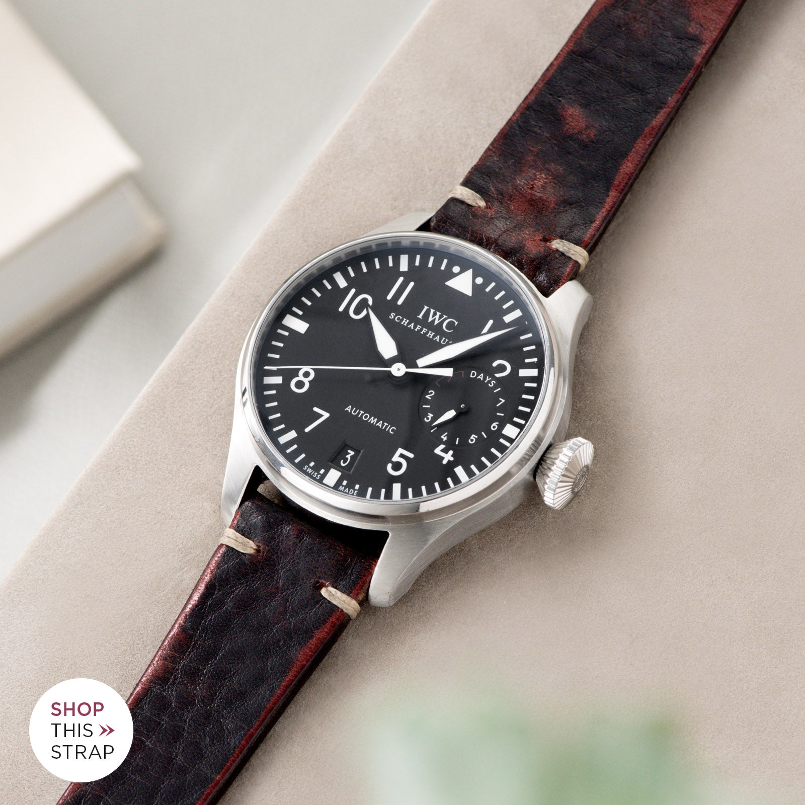 Bulang and Sons_Strap Guide_IWC Big Pilot Ref 5004_Diablo Black Leather Watch Strap