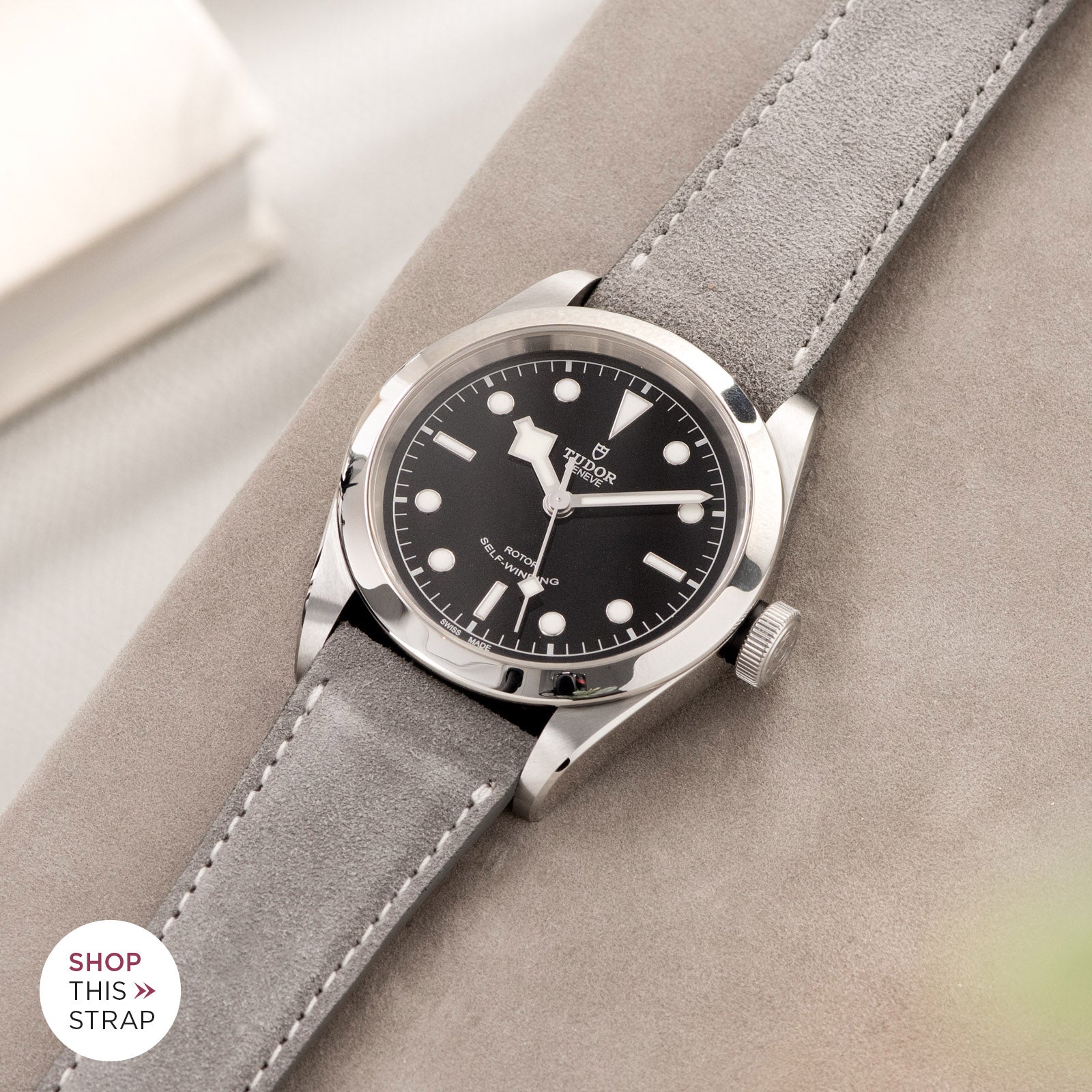 Bulang and Sons_Strap Guide_The Tudor Black Bay 41_Harbor Grey Silky Suede Leather Watch Strap