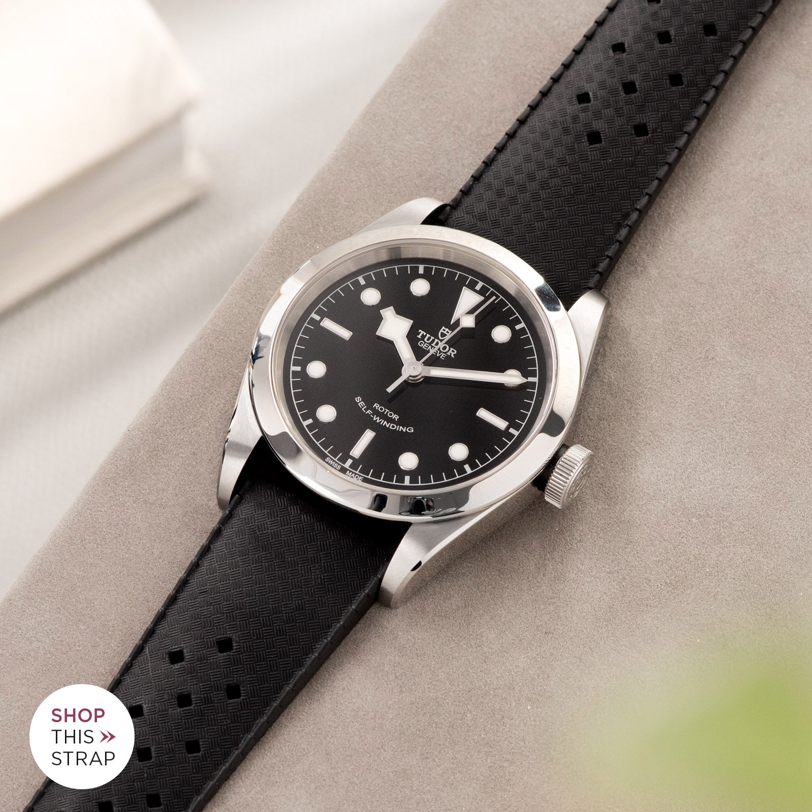 Bulang and Sons_Strap Guide_The Tudor Black Bay 41_Nautic Basket Weave Black Rubber Style Watch Strap