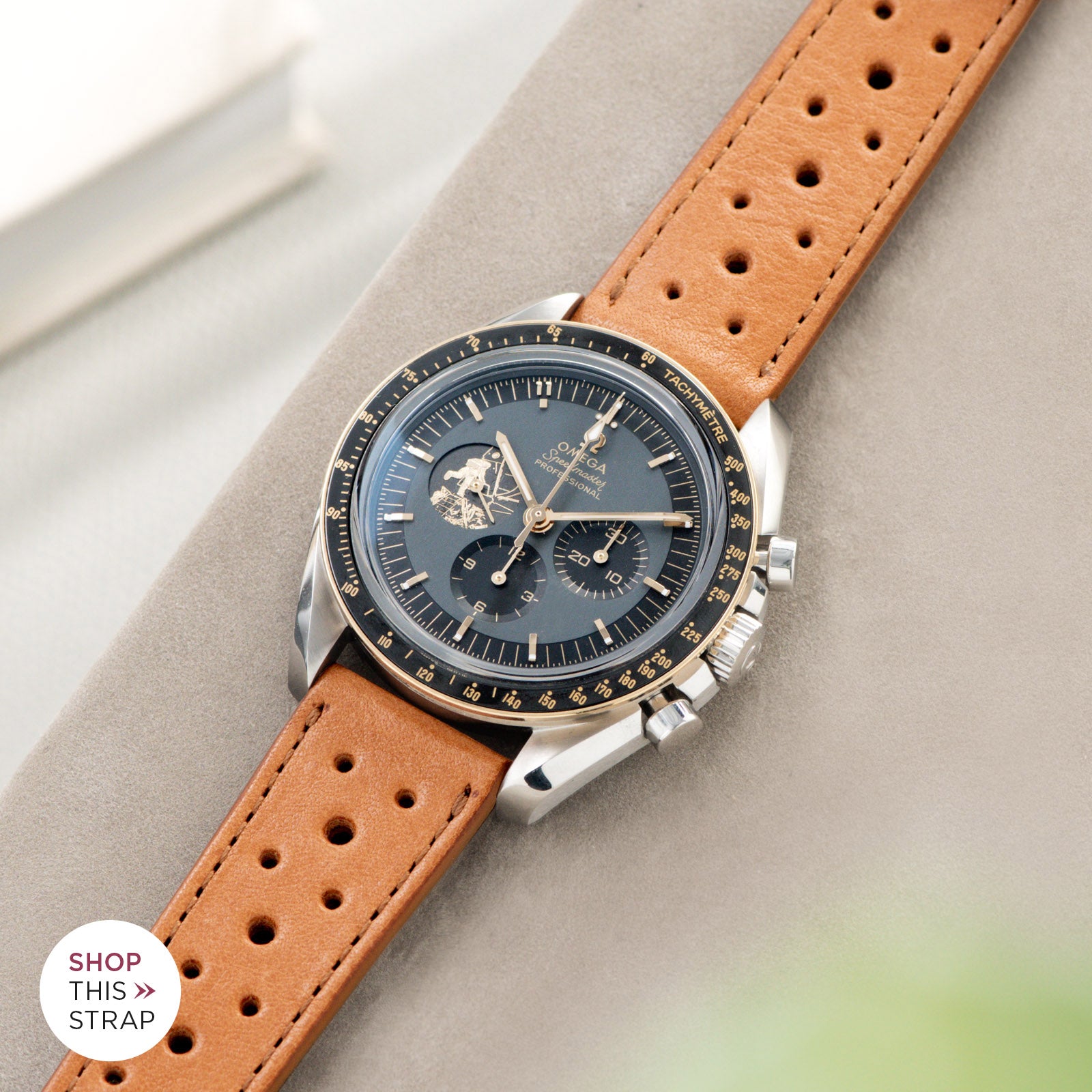 Bulang and Sons_Strap Guide_Omega Speedmaster Apollo 11 50TH Anniversary Watch_Racing Caramel Brown Leather Watch Strap