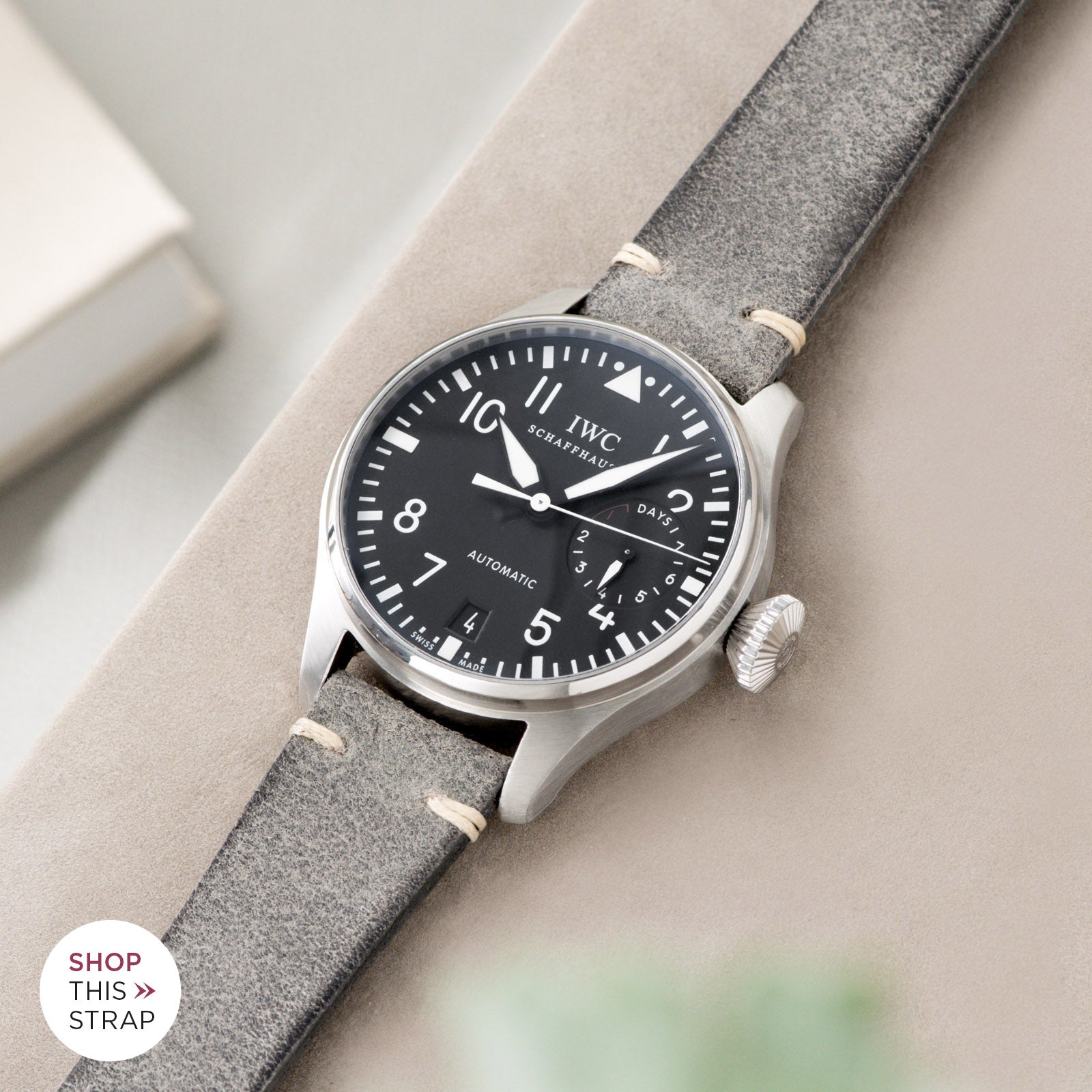 Bulang and Sons_Strap Guide_IWC Big Pilot Ref 5004_Rugged Grey Leather Watch Strap