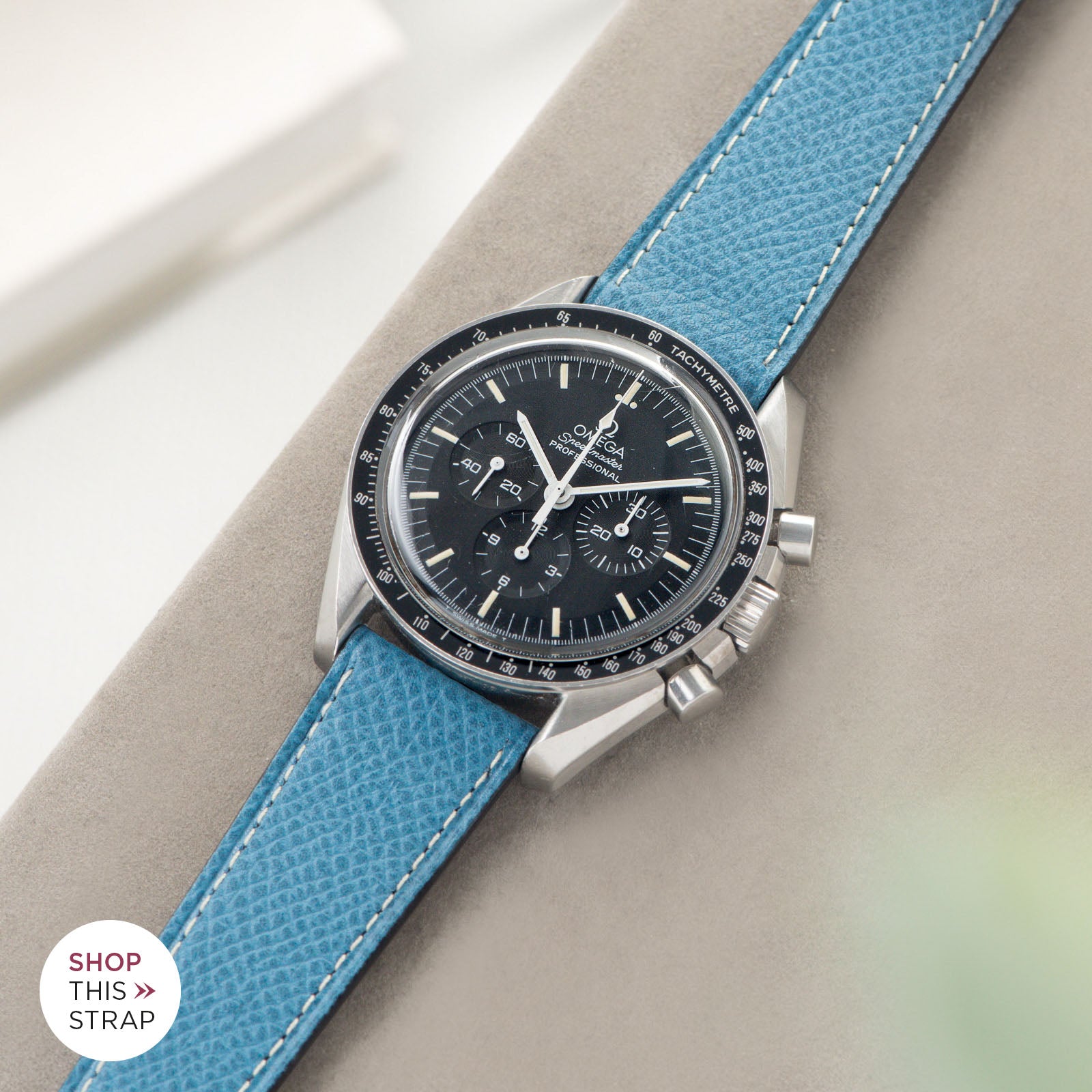 Sellier Ciel Blue Leather Watch Strap