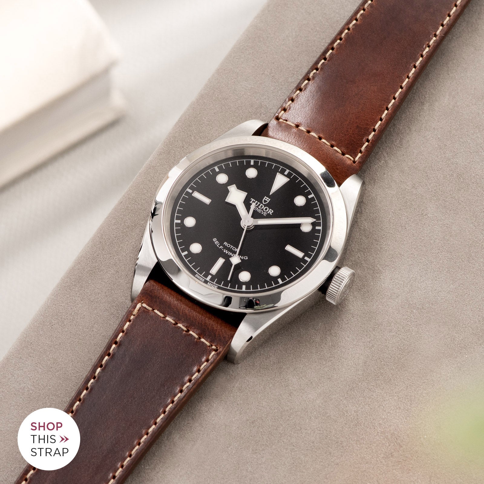 Bulang and Sons_Strap Guide_The Tudor Black Bay 41_Siena Brown Boxed Stitch Leather Watch Strap