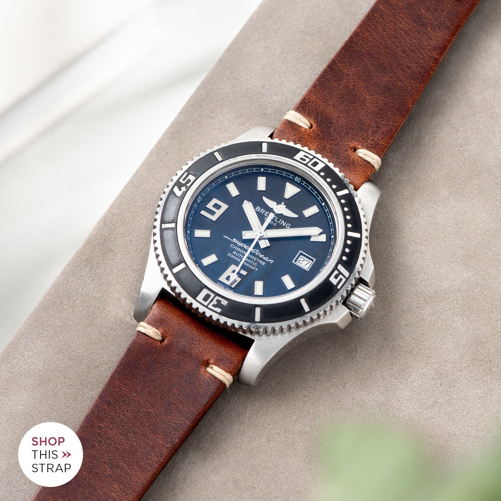 Bulang and Sons_Strap Guide_Breitling Superocean 44_Siena Brown Leather Watch Strap