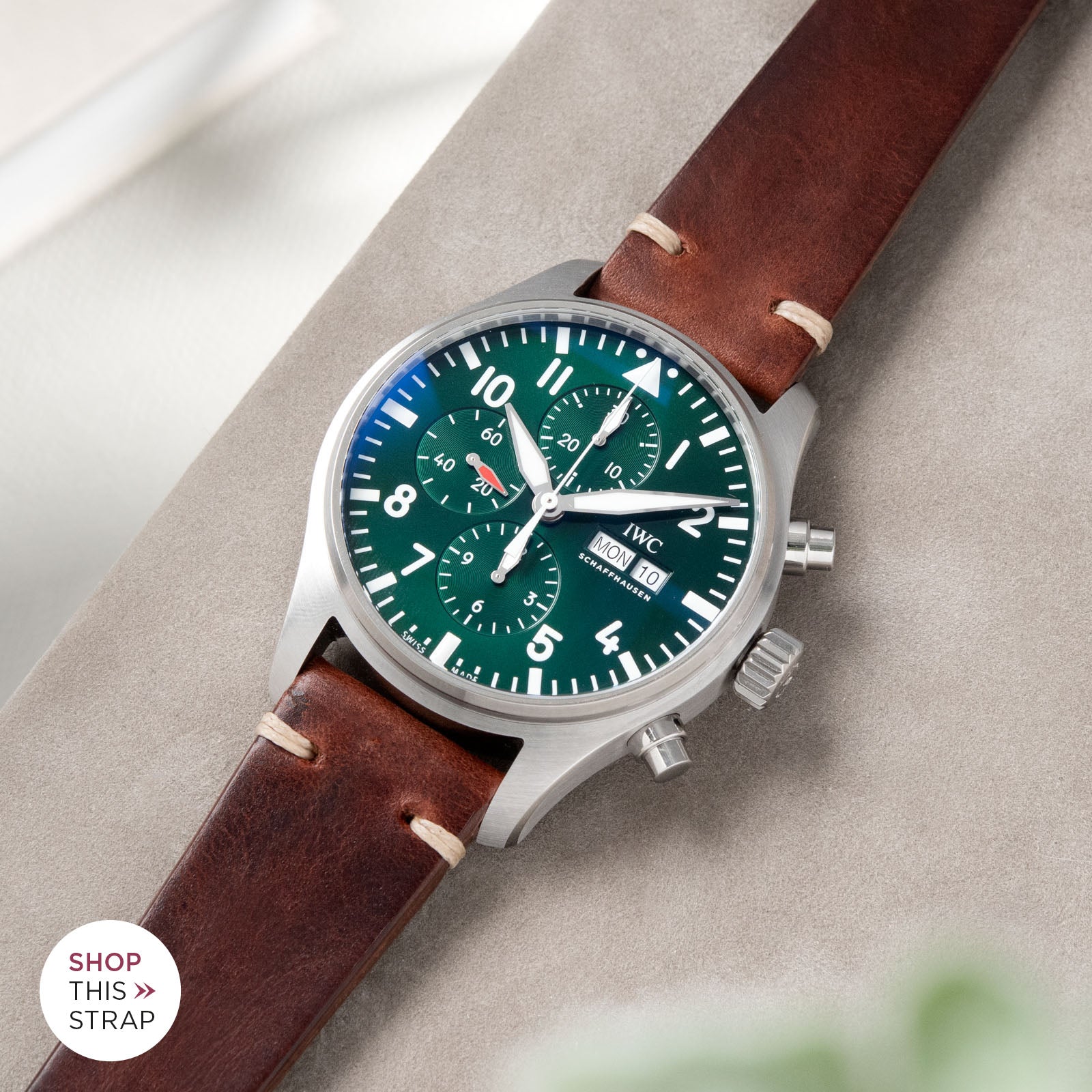 Bulang and Sons_Strap Guide_The IWC Spitfire Pilot's Chronograph Watch_Siena Brown Leather Watch Strap