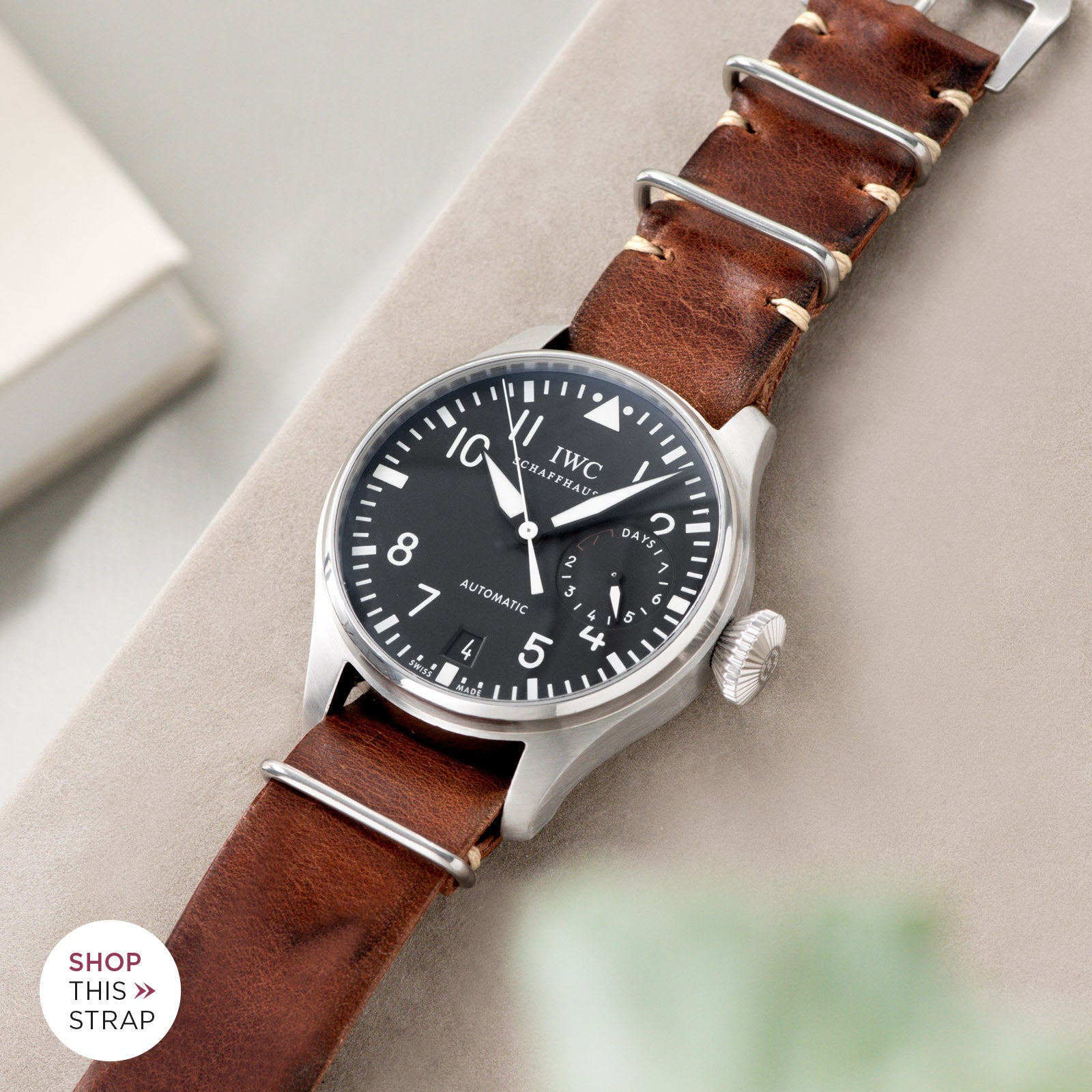 Bulang and Sons_Strap Guide_IWC Big Pilot Ref 5004_Siena Brown Nato Leather Watch Strap