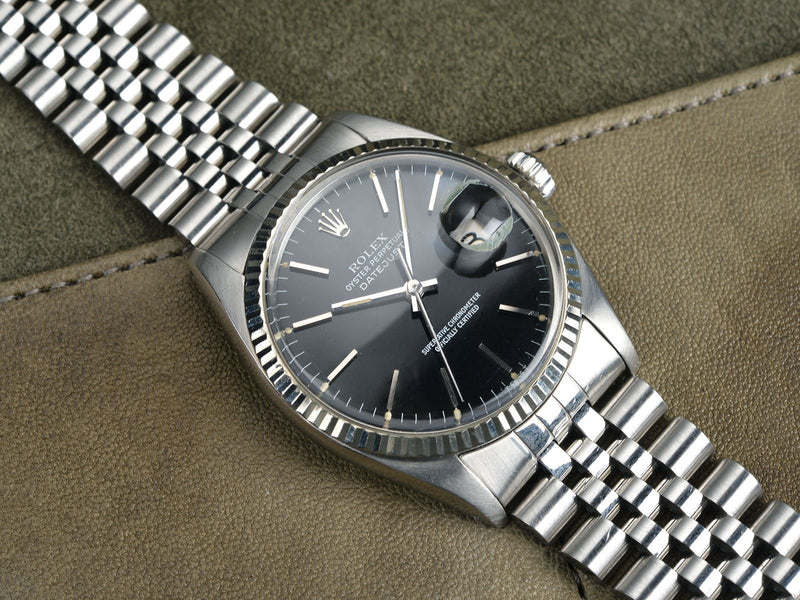 GLOSS BLACK DIAL ROLEX DATEJUST 16014 