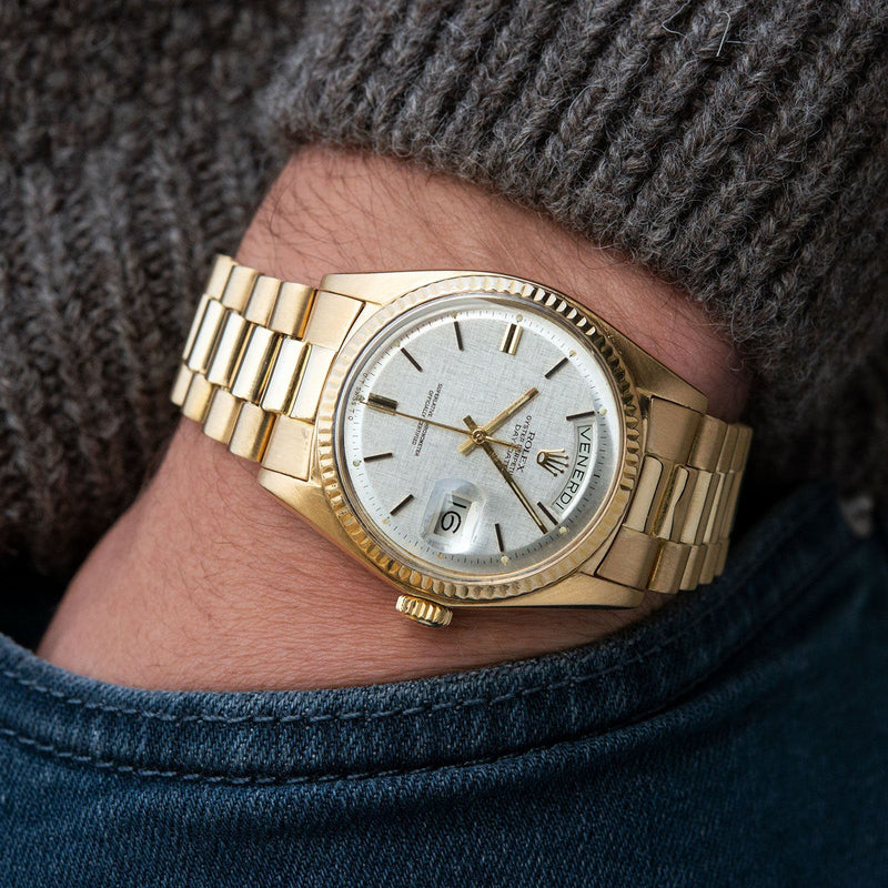 rolex day date linen dial