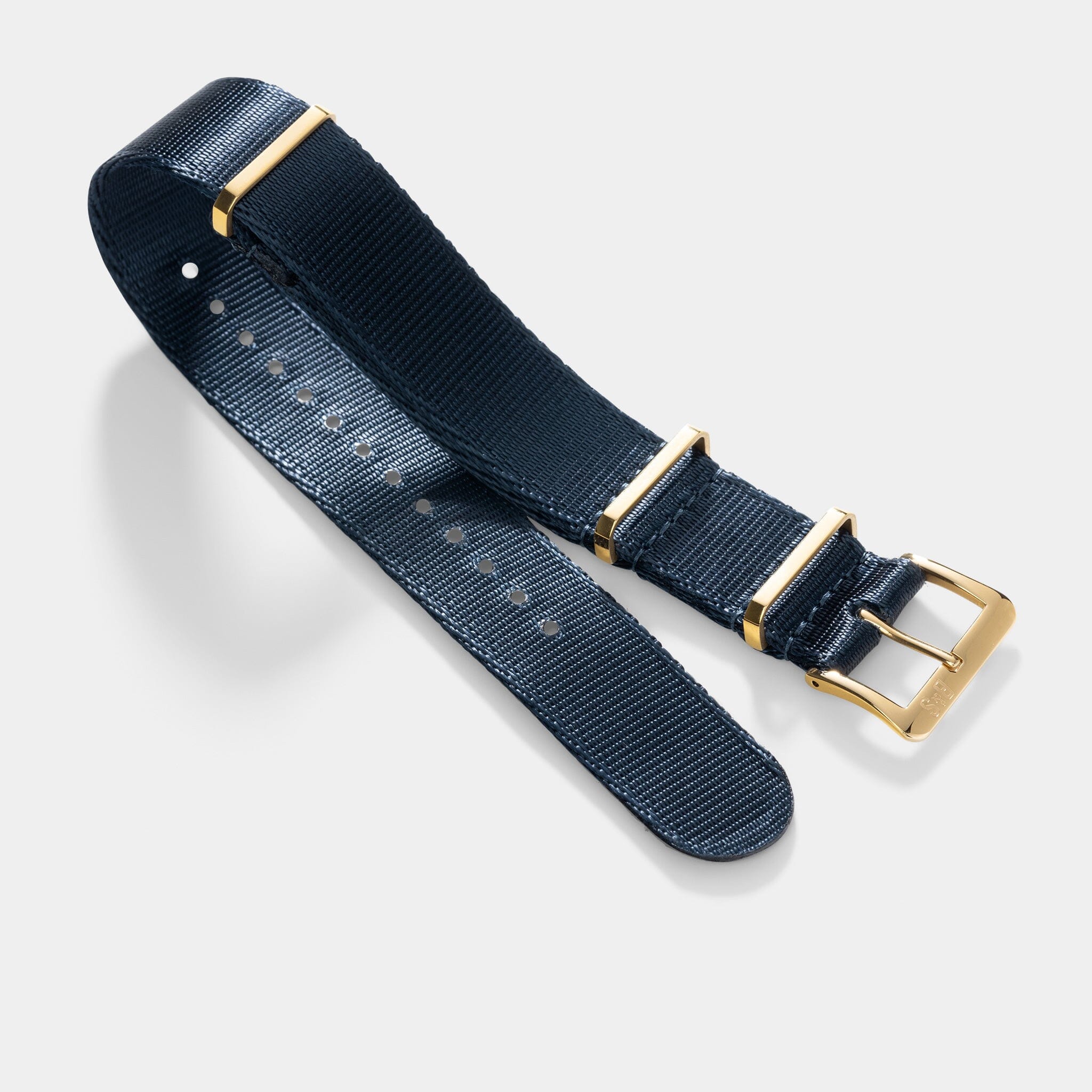 Deluxe Nylon Nato Watch Strap Navy Blue - Rose Gold Brushed