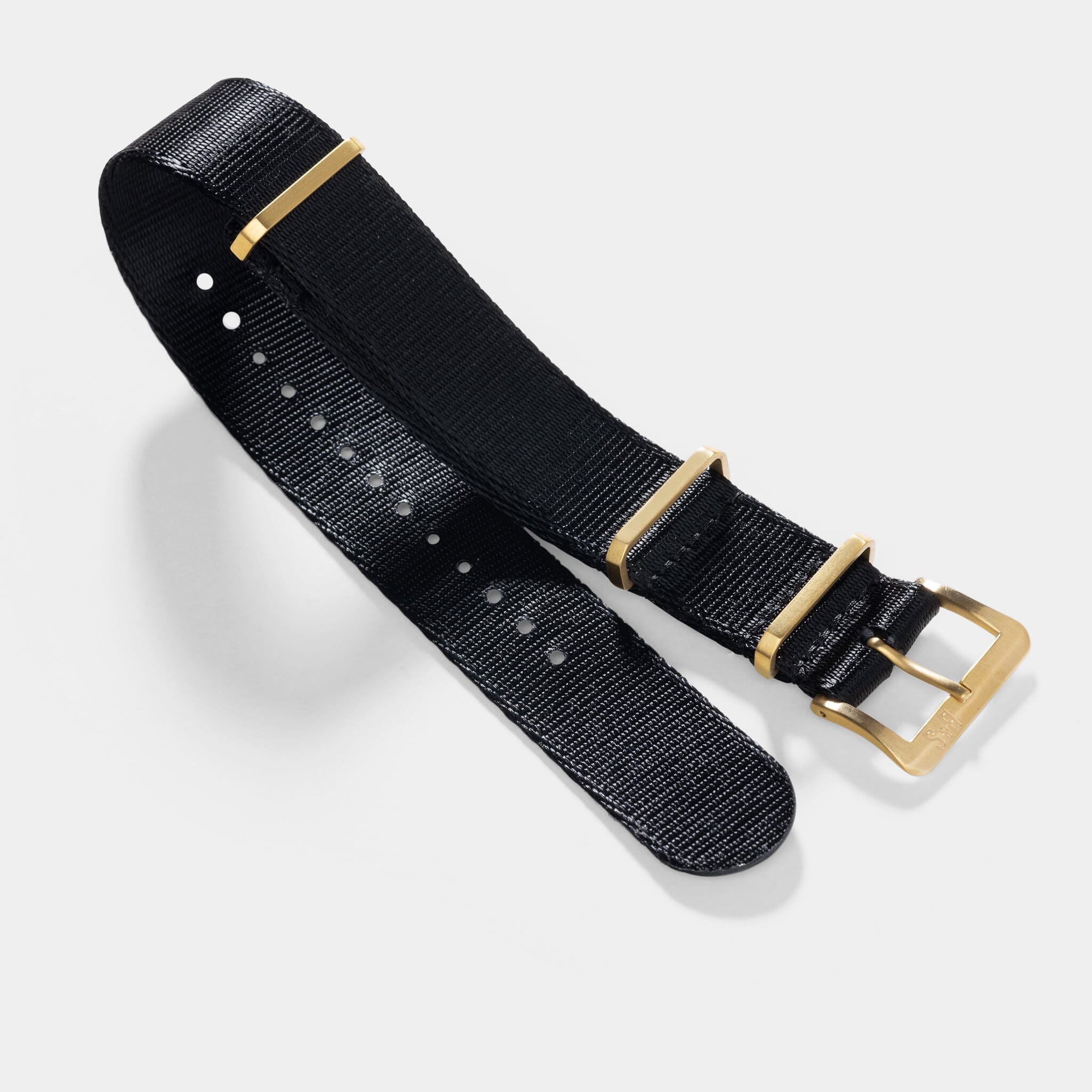 Deluxe Nylon Nato Watch Strap Navy Blue - Gold Brushed