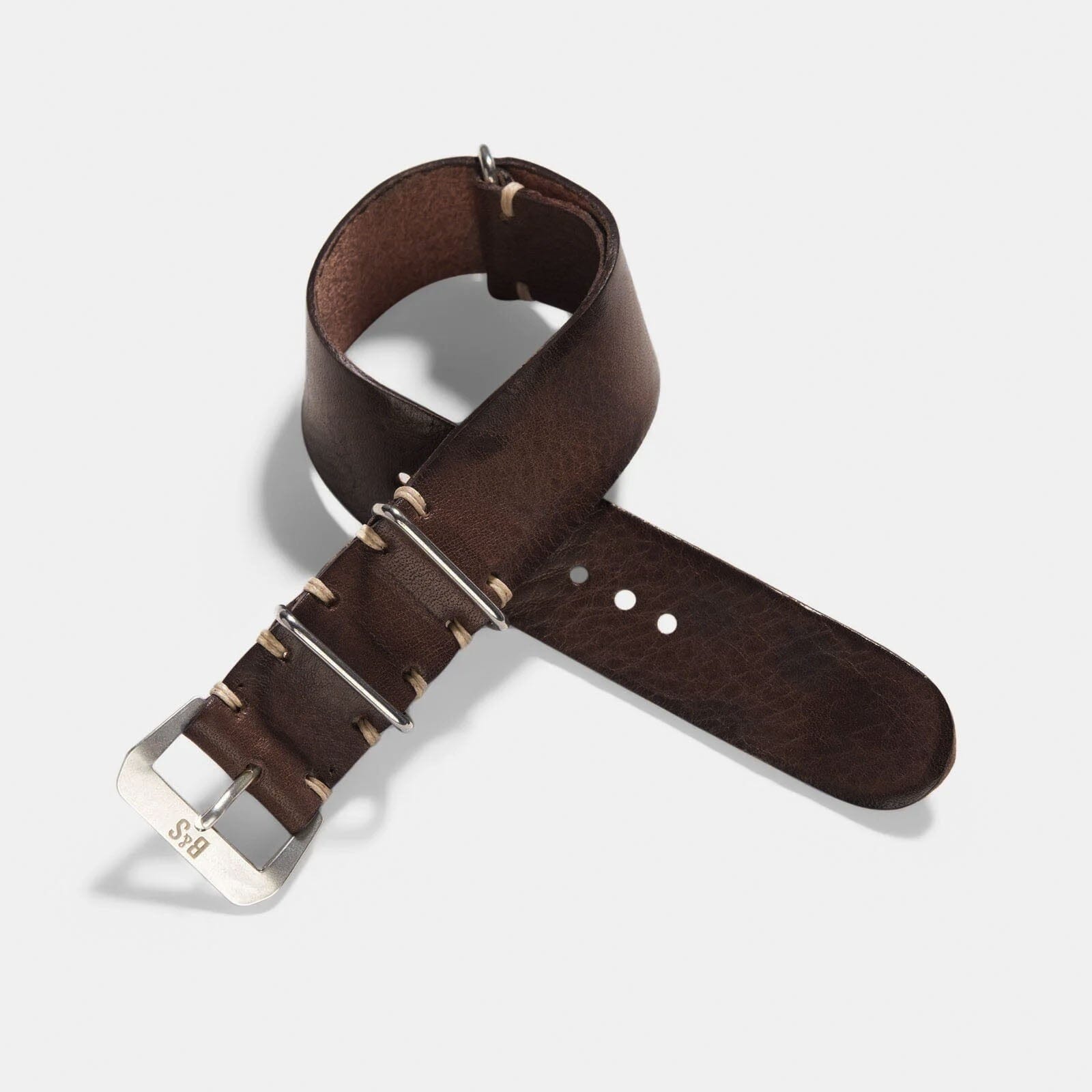 One Piece Nato Brown Lumberjack Leather Watch Strap