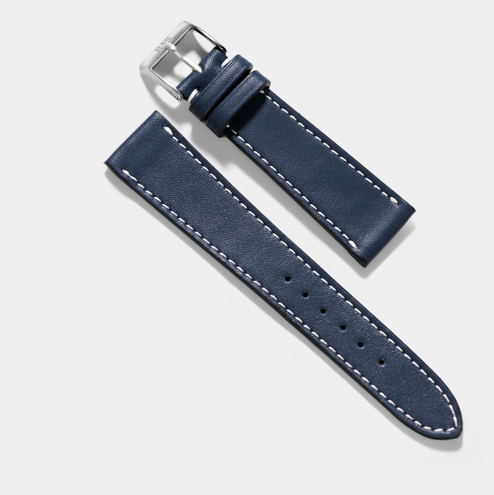 Blue Swift Calf Leather Leather Watch Band for Apple Watch 
