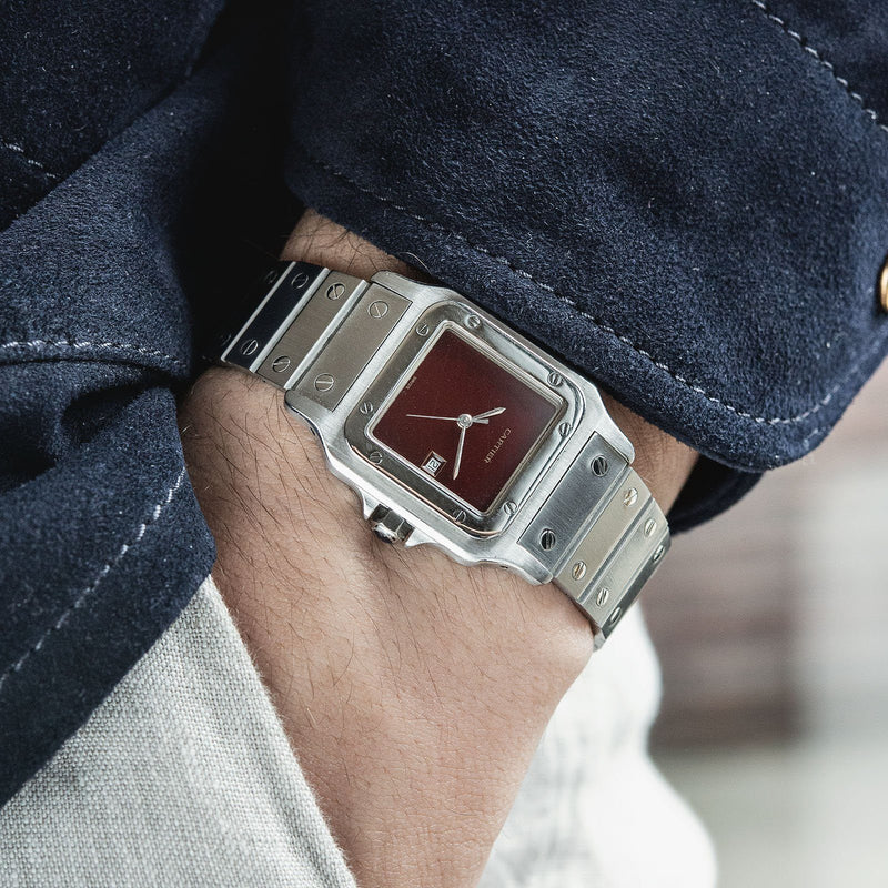 cartier santos galbee burgundy dial