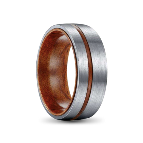 Wood Ring with Silver Titanium Outer